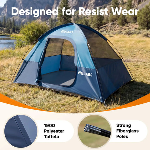 Two Person Camping Tent With Quick Setup In Minutes Waterproof With Mesh Top And Ventilated Door Lightweight 4.4 Lb Portable Family Tent