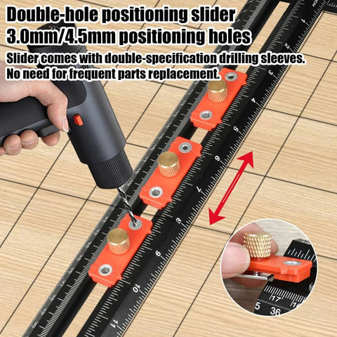 T Shaped Cabinet Pull Jig For Hit The Mark Drill Alignment and No Sweat Handle Installation with a Straight Shooter design showcasing a double-hole positioning slider.