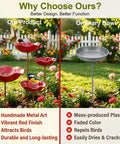 Metal Flower Garden Stake With Bird Bath Bowl For Outdoor Pollinator Watering Station For Garden Yard Hummingbird Fountain Butterfly Bee Water Feeder Decorative Yard Art Gift Four Pack, side-by-side comparison with an ordinary bowl.