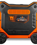 Rock Solid 13000 Watt Tri Fuel Inverter Generator Delivers Hella Smooth Power With A Peppy 550Cc Motor Quick Electric Start And Integrated Gas Detection For Peaceful Stress Free Emergency Backups rear view with wheels and control panel.