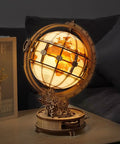 LED Illuminated 3D Wooden Globe Puzzle For Adults With Stand Build Your Own Night Light World Globe Kit 180 Pre-Cut Pieces Educational Decor Gift For Birthday Or Anniversary on desk