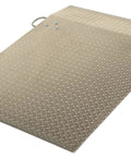 Heavy Duty Aluminum Dock Bridge For Loading Docks And Hand Trucks With Five Hundred Pound Capacity showing a diamond plate surface.