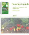 Pro Grade Garden Bug Netting 10x20 Feet Square Mesh Pest Barrier For Plants Vegetables Fruits Flowers and Trees, package and netting view.