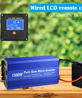 Wired LCD remote control for Straight Up Reliable Pure Sine Wave Power Inverter DC 12V To AC 110V 1500W 3000W Surge setup.