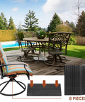 Rock Solid Black Patio Chair Spring Plates 8 Pack Heavy Duty Fiberglass Replacement Springs on outdoor patio with chair.