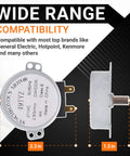 Upgraded Microwave Turntable Motor Replacement Part for GE and Kenmore Microwaves showing size and compatibility