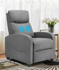 Ultra Comfy Massage Recliner Chair For Adults With Adjustable 90 to 160 Degree Recline Dual Foot Extension Lumbar Support Modern Grey Fabric