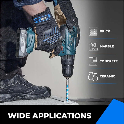 Toolant 3/16 in masonry drill bit set with carbide tips, 1/4 in hex shank, box of 10
