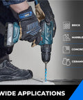 Person using a drill with Heavy Duty Masonry Drill Bit Set For Concrete Brick Tile Glass Plastic And Cement