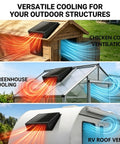 Solar Powered Exhaust Fan 25W Delivers Up To 430 CFM For Attic Greenhouse Shed Chicken Coop RV And Garage With 12V Monocrystalline Panel Weatherproof Vent Kit No Fuss Install used in chicken coop, greenhouse, and RV.