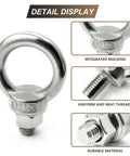 Four-Piece M12 X 20mm 304 Stainless Steel Eye Bolt Set Built Tough For Lifting With Shoulder Ring Heavy-Duty Threaded Eyebolts