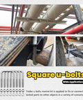 4 Piece 304 Stainless Square U Bolts With Washers And Nuts Kit installed on pipes and trailer frame