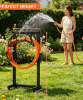 Freestanding Heavy Duty Garden Hose Holder With Upgraded Metal Stand Two Support Poles And Four Anchor Points built tough