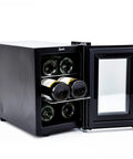 Image of Six Bottle Wine Cooler With Thermoelectric Cooling Quiet Freestanding Wine Cellar Digital Temperature LED Display open