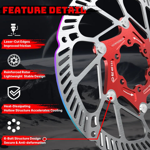 Floating Disc Brake Rotor Set For MTB Road Bike And BMX 140mm 160mm 180mm 203mm With Six Bolts Red SUS410 Stainless Steel Rotors