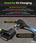 Close-up of Y Splitter Dryer Cord 30 Amp NEMA 10 30P to Two NEMA 10 30R Receptacles with setup note for EV charging.