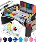 Kids Travel Tray For Car, Tablet Holder Lap Desk With Activity Sheets And Pens, Road Trip Essentials For Car And Airplane