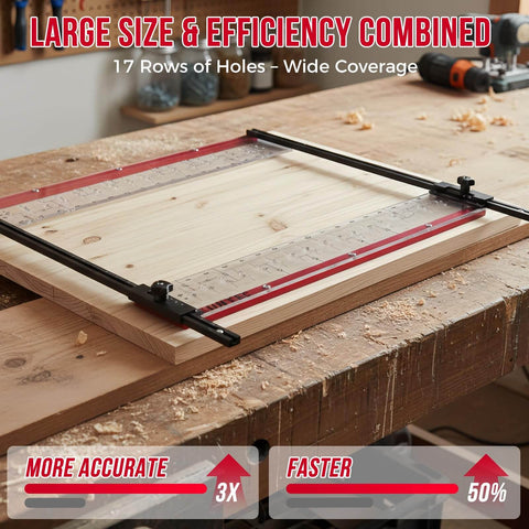 Pro Grade Shelf Pin Jig With Self Centering Drill Bits For One Quarter Inch And Five Millimeter Pins, Fits 32mm System