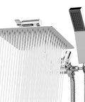 8 Inch Dual Square Rain Shower Head With Handheld Wand And 71 Inch Hose All Metal Construction High Pressure Rain Shower Head Set