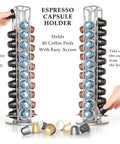 Capsule Spinning Carousel Holder For Espresso Pods, 360 Degree Rotating Coffee Pod Rack With Solid Base, Holds 40 Pods