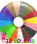 Vibrant 16 Color PLA Filament Pack For 3D Pens 160 Feet Total displayed in a circular arrangement