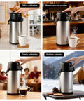 Airpot Coffee Carafe With Pump, 102oz 3L Insulated Stainless Steel Beverage Dispenser in various settings