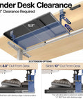 Large Height And Width Adjustable Under Desk Keyboard Tray With C-Clamp Mount System demonstration of 12.3-inch clearance