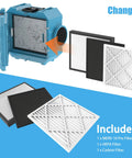 Beast 800 CFM Hepa Air Scrubber with four-stage filtration, showing MERV 10, HEPA, and carbon filters, for industrial use.
