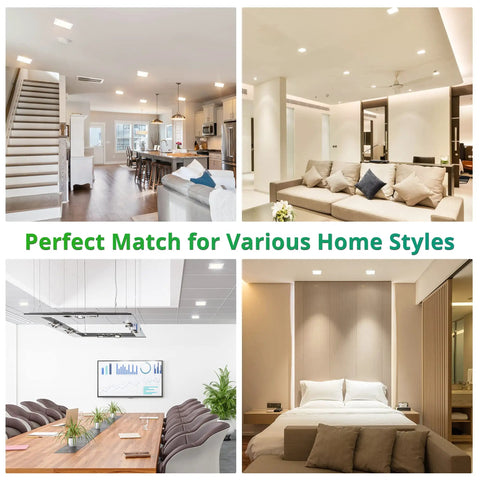 Six Pack LED Recessed Ceiling Lights With Junction Box Ultra Thin Square Downlights in various home settings