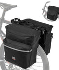 34L Waterproof Bike Pannier Bag With Rain Cover For Rear Rack on mountain bike, black heavy duty saddle bags