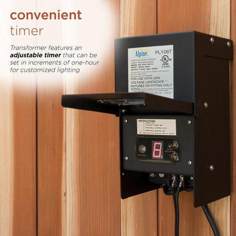 Outdoor 200 Watt Transformer With Photo Cell And Timer For Ponds And Fountains on wooden wall