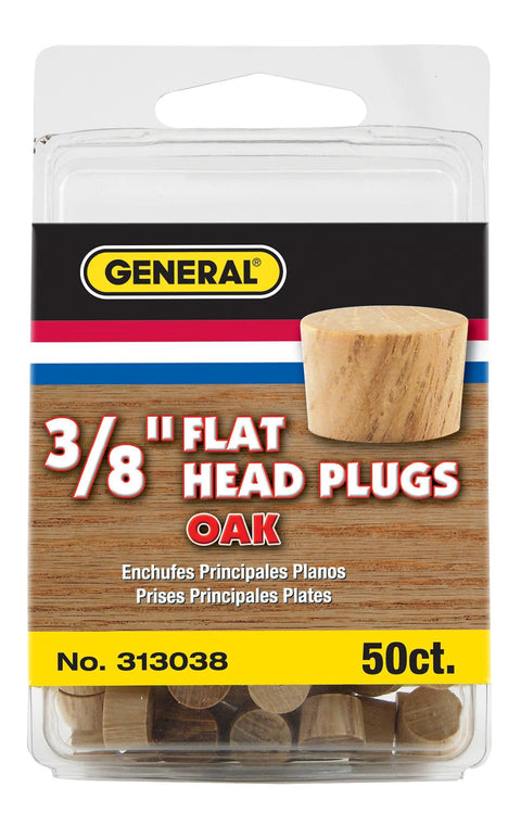 Three Eighths Inch Flat Head Wood Plugs In FSC Ethically Sourced Oak Pack Of Fifty For Filling Screw Holes With Flush Finish