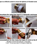 Step-by-step guide showing how to apply Three Quarters Inch PTFE Thread Seal Tape For Plumbers Pro Grade Teflon Plumbing Tape White 590 Inches
