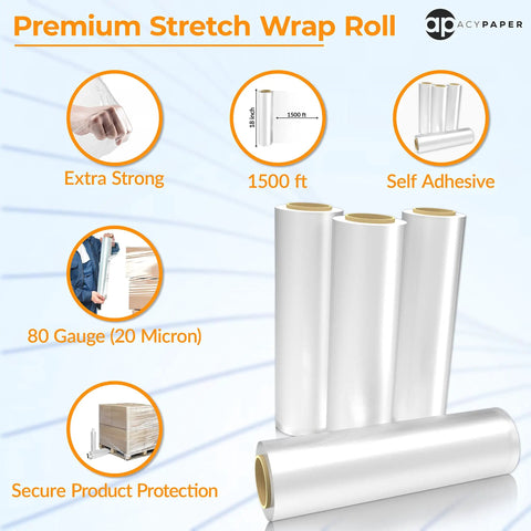 Badass Heavy Duty Stretch Wrap 18 Inch Clear Packing Film 1200 Feet Long 4 Rolls Industrial Grade 80 Gauge for secure pallet protection.