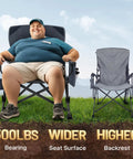 Oversized Folding Camping Chair For Outdoors, Built Tough Heavy Duty Quad Lawn Chair with side pockets, comparison view