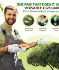 Man wearing Heavy Duty Cowhide Leather Work Gloves For Men, Driver Gloves For Trucking, Gardening, And Warehouse Work, 1mm Cut Resistant