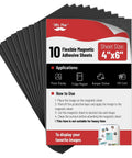 Adhesive Magnetic Sheets 4x6 Inches, 10 Pack With Strong Adhesive Backing for photos, crafts, and office projects displayed with instructions