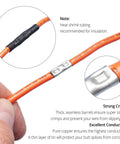 Non-Insulated Butt Connectors Kit 100 Pcs For 24-8 AWG Cu Wire Splice Connectors crimped on orange wire