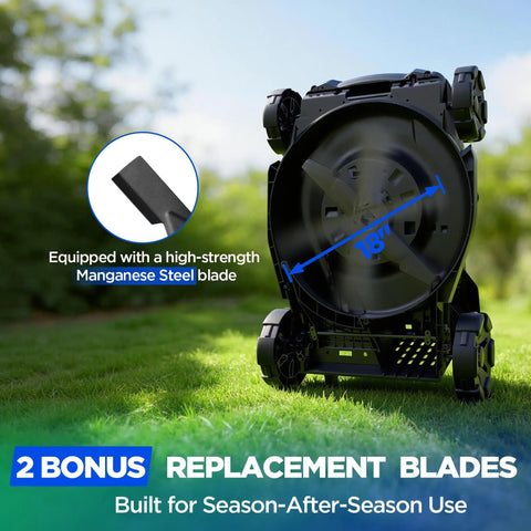 18 Inch 40V Max Brushless Cordless Push Lawn Mower With 4.0Ah Battery, 148Wh Total Power, Charger Included, Up To One Eighth Of An Acre Coverage, About 30 Minute Runtime, Lightweight, Easy Start, Mulch And Side Discharge Options, with 18-inch manganese steel blade