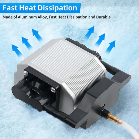 Air assist pump kit for laser cutter with aluminum body, adjustable 30 L/min, brass hose connector