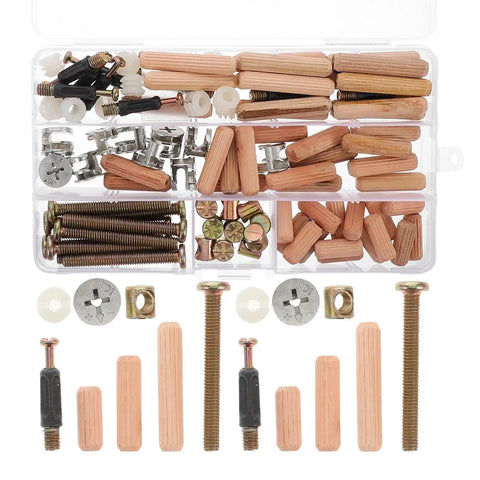Durable Locking Cam Screws Kit For Furniture Hardware Replacement Includes 95 And 190 Piece Sets With Nuts Screws And Bolts