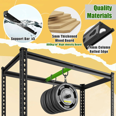 Two Pack Heavy Duty Garage Shelves Adjustable And Wobble Free Storage Racks For Garage Organization Durable Steel Shelving Units That Fit Tight Corners And Open Floor Space, black steel rack with support bar