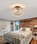 Lit Semi Flush Mount Bronze Crystal Ceiling Light With Crystal Tube Matte Antique Finish Modern Chandelier Fixture