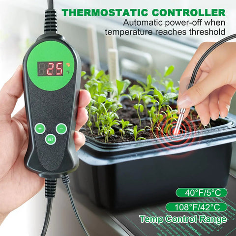 Heat Mat For Seed Starting With Built In Digital Controller And LED Display Two Pack 10 By 20.75 Inch Plant Heating Pad With Thermostat For Indoor Germination Hydroponics Waterproof