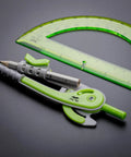 Geometry Compass And Protractor Set For Math And Drafting, 6 Inch Compass With Protective Case, Green Color, Dope Tool For Circles Up To 12 Inches