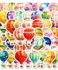 Watercolor Hot Air Balloon Sticker Pack Dope 50 Designs Waterproof Vinyl For Journaling Laptops Water Bottles Planners Scrapbooks