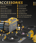 MCT-520 welding machine and accessories with cables, clamps, and gloves