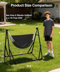Two In One Hammock And Swing Chair For Teens With Adjustable Folding Stand and Collapsible Steel Frame Product Size Comparison Outdoors