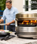 Outdoor setup with Pi Cast Iron Three Piece Cookware Set With Round Skillet And Reversible Grill Griddle Removable Handles