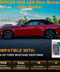 Ford Mustang S650 RGB LED Side Marker Lights Kit Smoked Lens Front And Rear Bumper Lamps with remote on car
